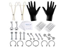HYMNORA Kit Completo para Piercing Corporal Profesional Ligero y Preciso en Metal para Labios y Ombligo