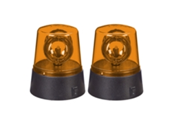 Relaxdays Luces Policía, Pack De 2, Balizas Giratorias Decorativas, Accesorios Fiestas, A Pilas, Led, Naranja Y Negro