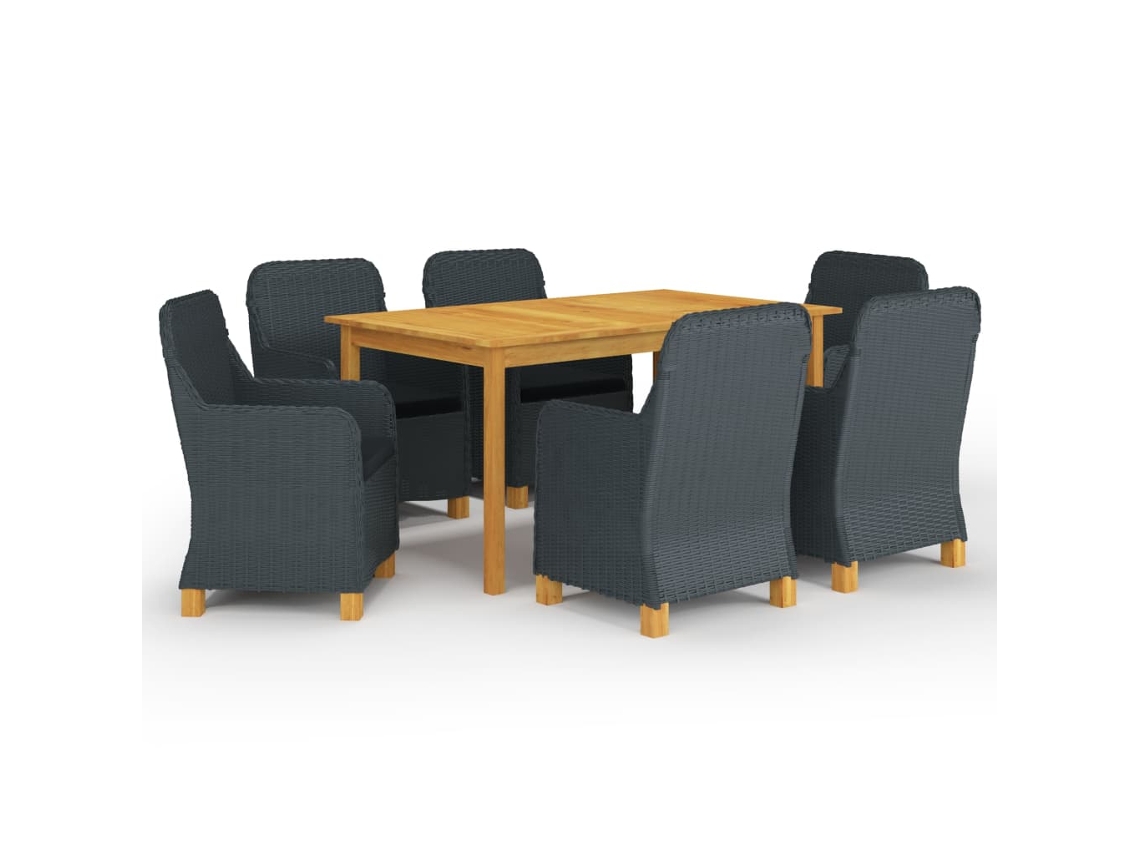 Juego de comedor de jardín de 7 piezas DKD Home Decor en gris oscuro