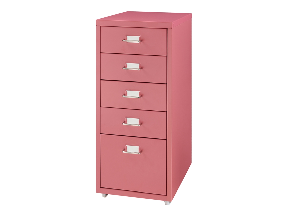 Cajonera Kökar con 5 cajones 69x28x41 cm Rojo Sandía [EN.CASA]
