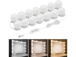 Espejo de maquillaje estilo Hollywood con luces LED, 14 bombillas, color y brillo ajustables, y cable USB. Eifson