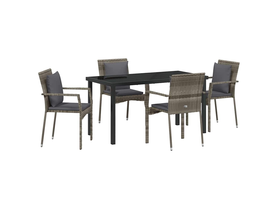Maison Exclusive - Conjunto De Comedor De Jardín 5 Pcs Gris Ratán Sintético