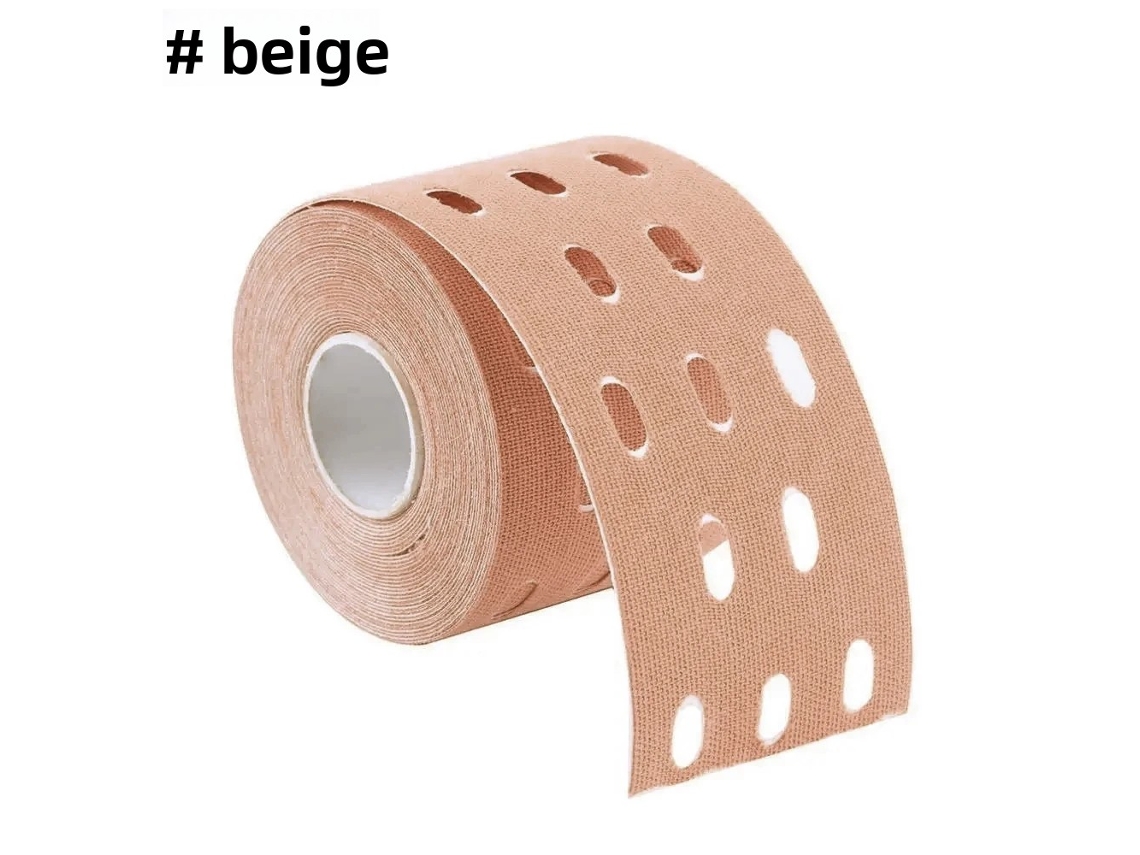 1 rollo de cinta kinesiológica impermeable, cinta deportiva de algodón sin látex Mdug (beige)