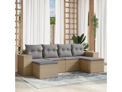 Conjunto de 6 sofás de jardín con cojines de mimbre beige Dkd Home Decor