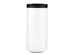 Taza De Café De Acero Inoxidable De 400 Ml Con Aislamiento Térmico Y Pajita Para Viajes, Camping Y Coche, Color Blanco.
