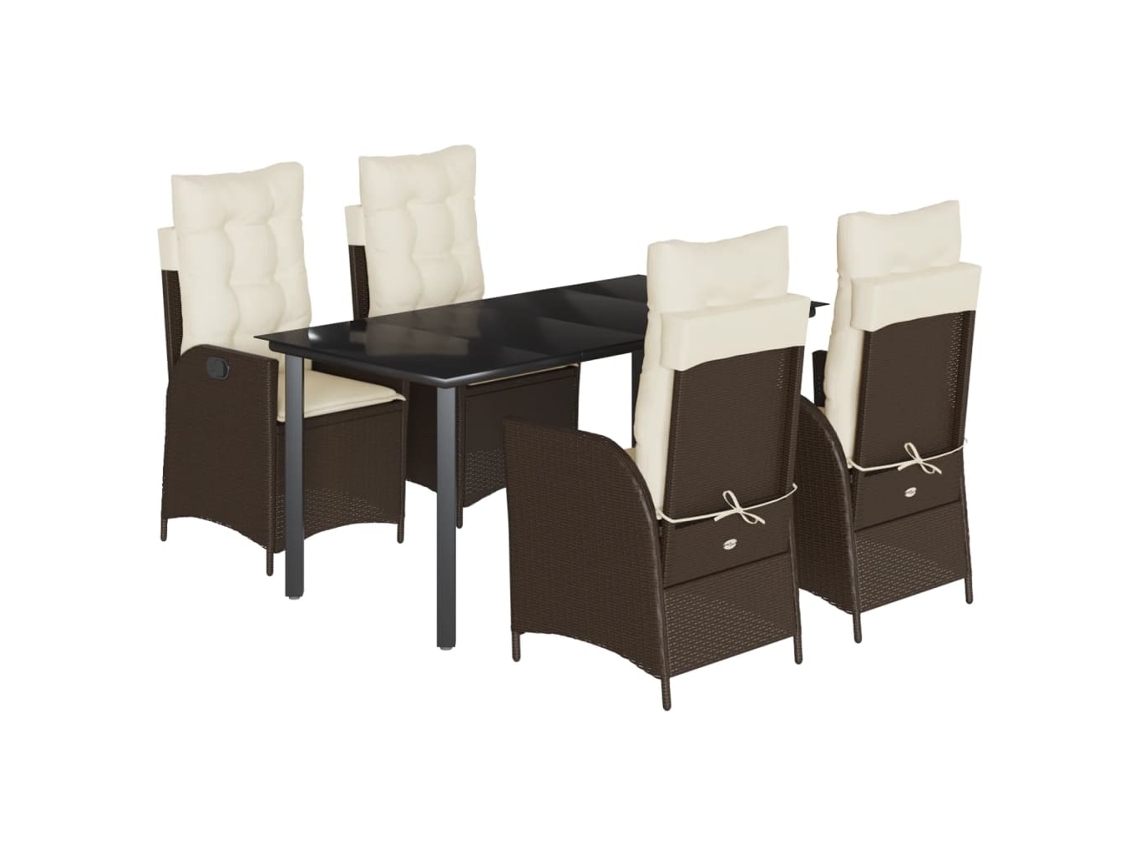 Maison Exclusive - Set Comedor De Jardín 5 Piezas Y Cojines Ratán Sintético Marrón
