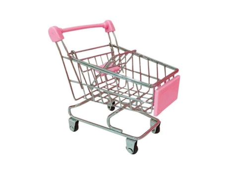 Mini Carrito de Compras, Carro de Mano Creativo, Juguete de Simulación de Decoración Metal Rosa