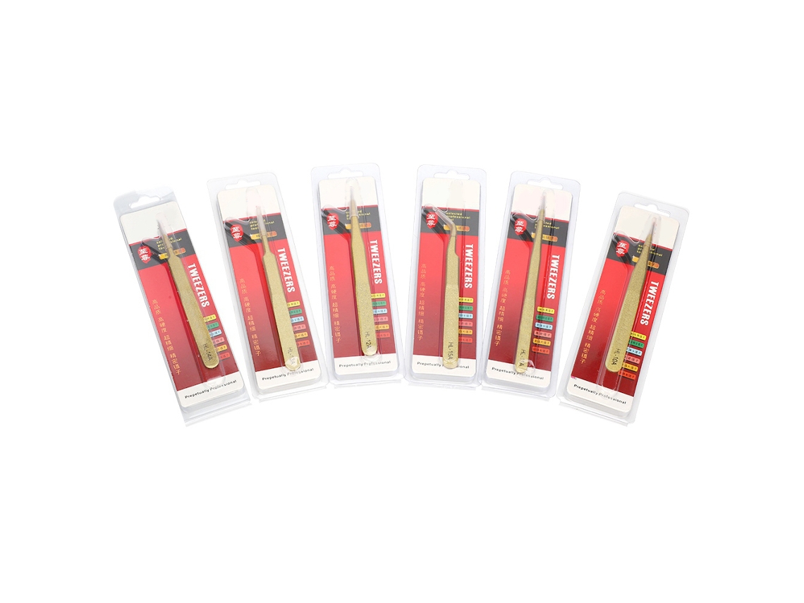 Pinzas De Precisión Profesionales De Acero Inoxidable Chapadas En Oro, Juego De 6 Piezas Hl-10-15a