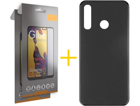 Kit Funda + 2 Protectores de Pantalla Huawei P Smart 2019 Plus SKYHE Liso Negro