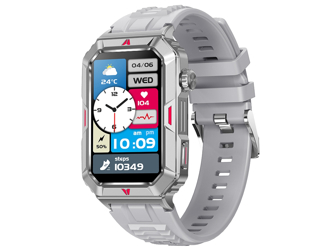 Reloj inteligente, compatible con llamadas Bluetooth, 100 modos deportivos, resistente al agua. (Correa de silicona plateada)