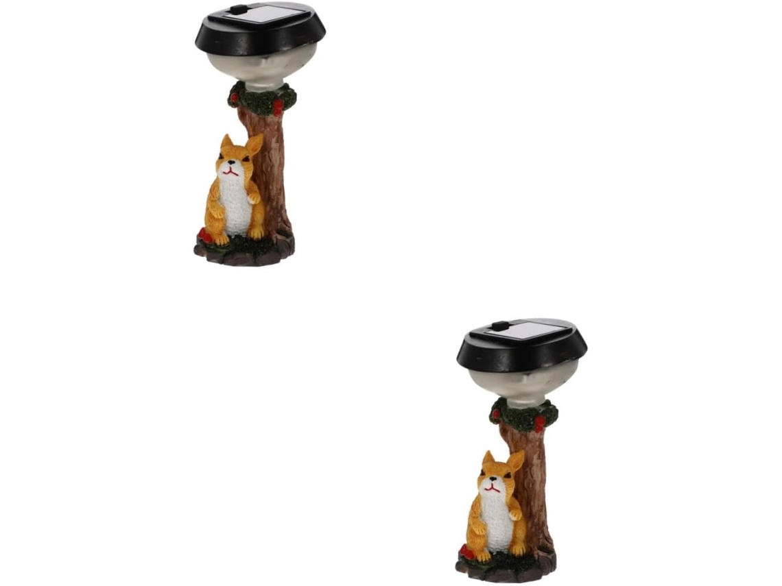 Juego de 2 estatuas de conejos de resina con energía solar, decoración para exteriores, luces decorativas para jardín. SFUSHOS