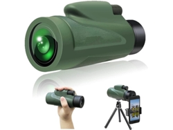 Telescopio monocular 12x50 HD Bak4 Prism FMC Lentes Claro Brillante IP68 Soporte para Smartphone Trípode Senderismo Caza Turismo Observación Verde Yizhood