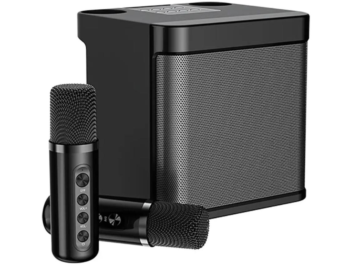 KLACK Altavoz subwoofer de karaoke con micrófono Bluetooth dual 100 W que cambia de voz negro