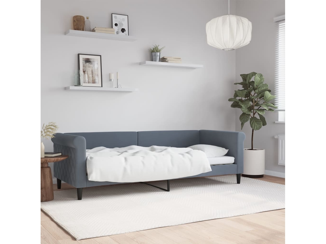 Sofá Cama Individual Lovely Home Madera Terciopelo Gris (80x200)