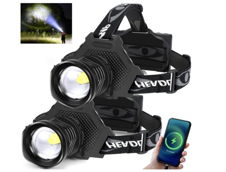 Linterna Frontal Led Recargable 100000 Lúmenes BISBISOUS P70 5 Modos Ipx6 Negro VIGA EUROPE