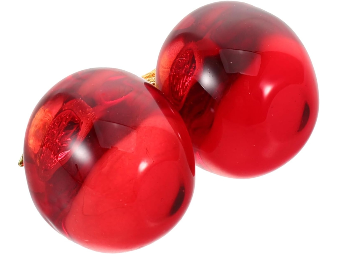 Figura Cereza Doble Cristal Decoración Vidrio Transparente Elegante Adorno Frutal Hogar Oficina Centro Regalo