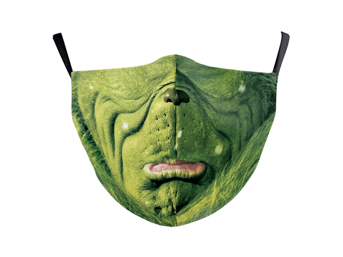 Máscara del Grinch con pelo verde para Halloween y Navidad