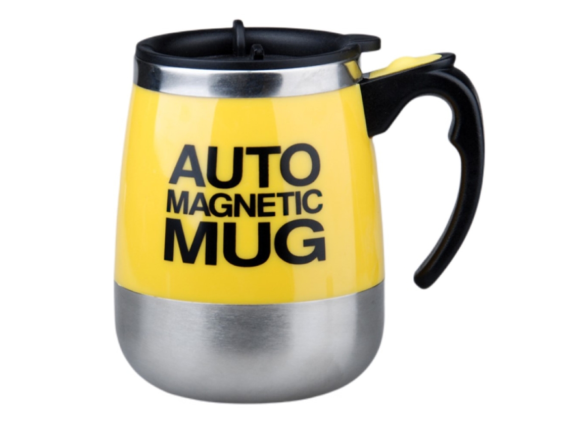 Taza térmica automática de acero inoxidable con agitador magnético, inteligente y creativa Mdug (modelo de batería amarilla)