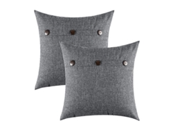Juego De 2 Fundas De Almohada Con Detalles De Lino Rústico, 45,7 X 45,7 Cm
