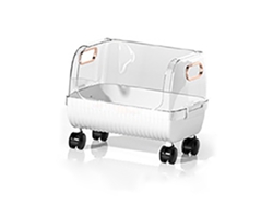 Estante para refrigerios extraíble blanco, carrito móvil multifunción para almacenar refrigerios con cubierta antipolvo, ruedas giratorias, 1 nivel (36,5 x 3