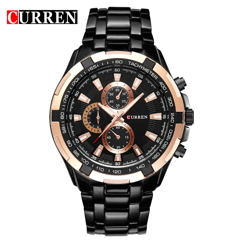 Reloj Deportivo Informal De Moda Para Hombre (oro Negro), Reloj Militar De Acero Inoxidable.