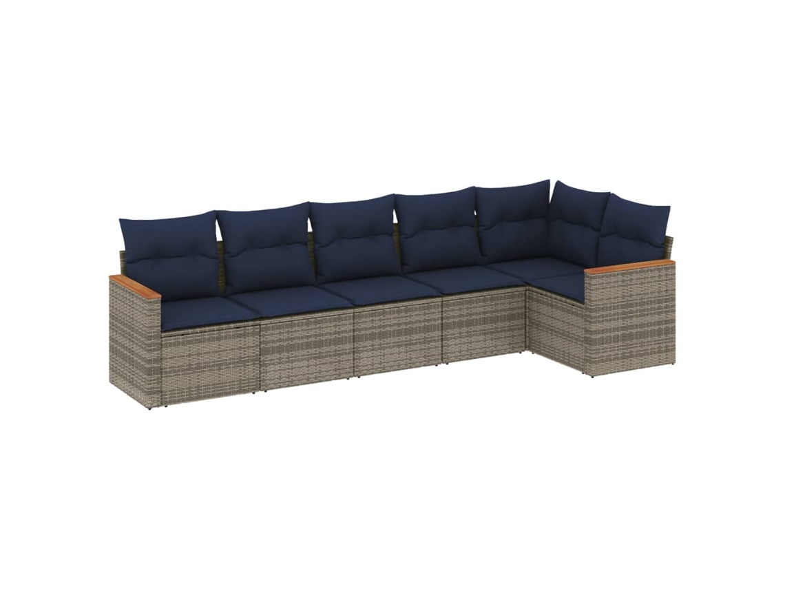 Maison Exclusive - Conjunto De Sofá De Jardín De 6 Piezas Con Cojines, Poliratán Gris