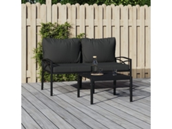Sillas De Jardín 2 Uds Acero Con Cojines Gris 62x75x79 Cm
