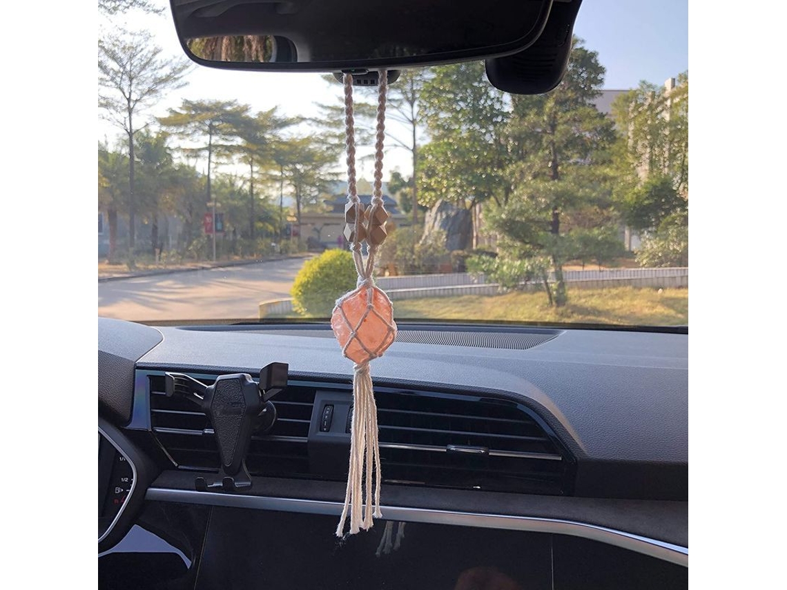 Pingente De Pedra Do Sal Do Himalaia Cristal Curativo Feng Shui Para Carro, Casa, Janela E Meditação