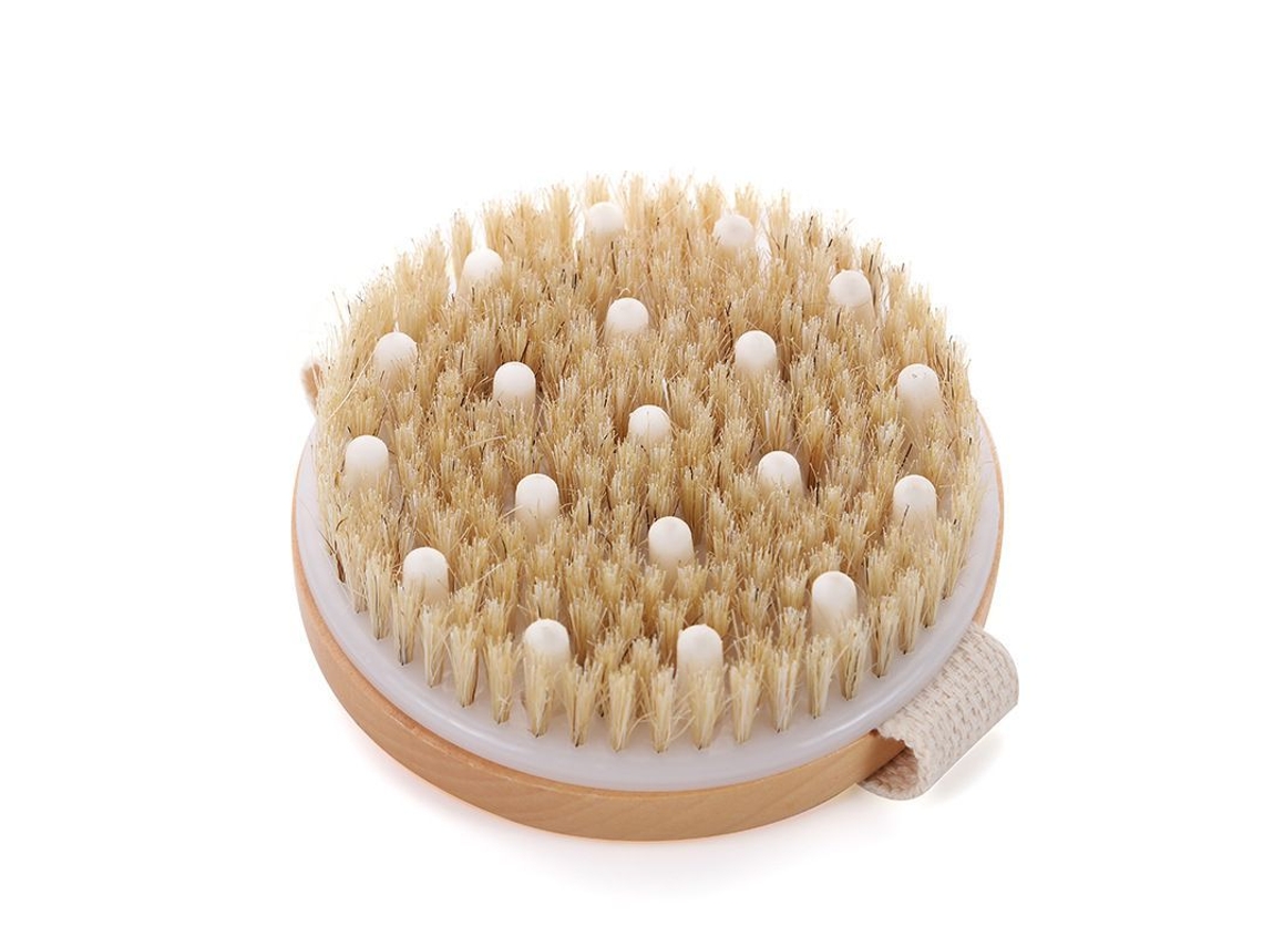 Dan26-brocha Corporal Linjou Para Piel Hermosa - Marco De Madera Sólida Y Cerdas De Jabalí Exfoliante