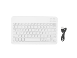 Mini Teclado Sem Fio Portátil Com Iluminação Rgb, Conexão Bt, Compatível Com Celular Tablet Laptop Branco