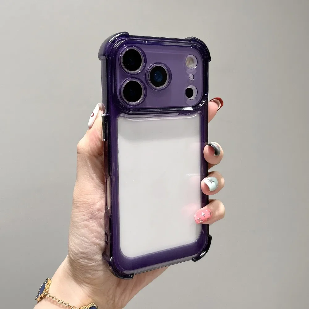(iphone 15 Morado) Funda Protectora A Prueba De Golpes Con Airbag En Las Cuatro Esquinas Y Marco Suave.