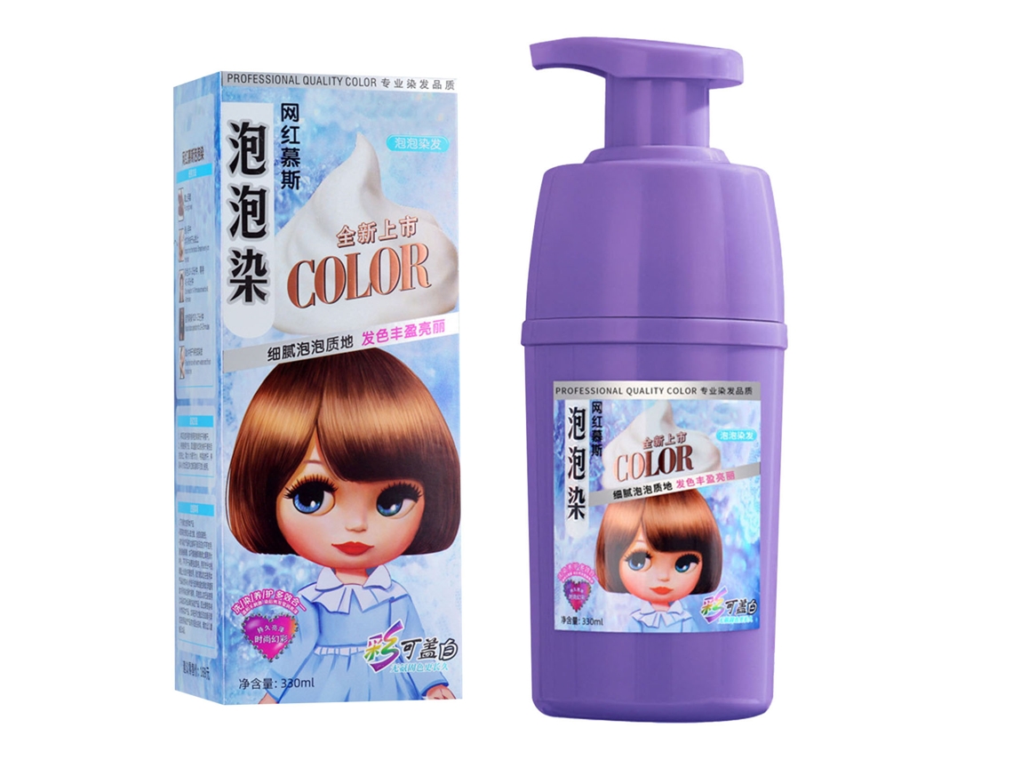 Tinte De Pelo Espuma Burbuja Vegetal De Larga Duración 330ml Shampoo Color Café Negro Para Mujeres Y Hombres