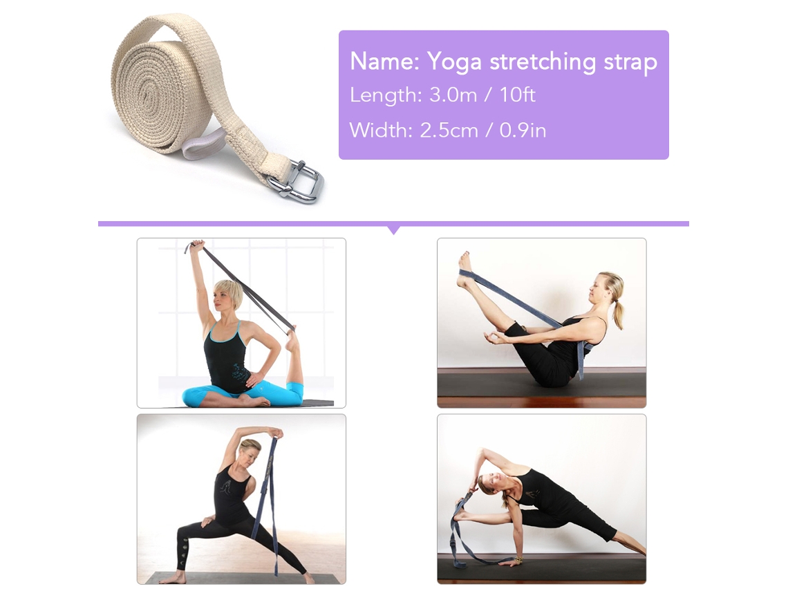 Cinturón De Yoga De Algodón Con Anilla Metálica De 3 Metros Para Estiramientos Y Fisioterapia.