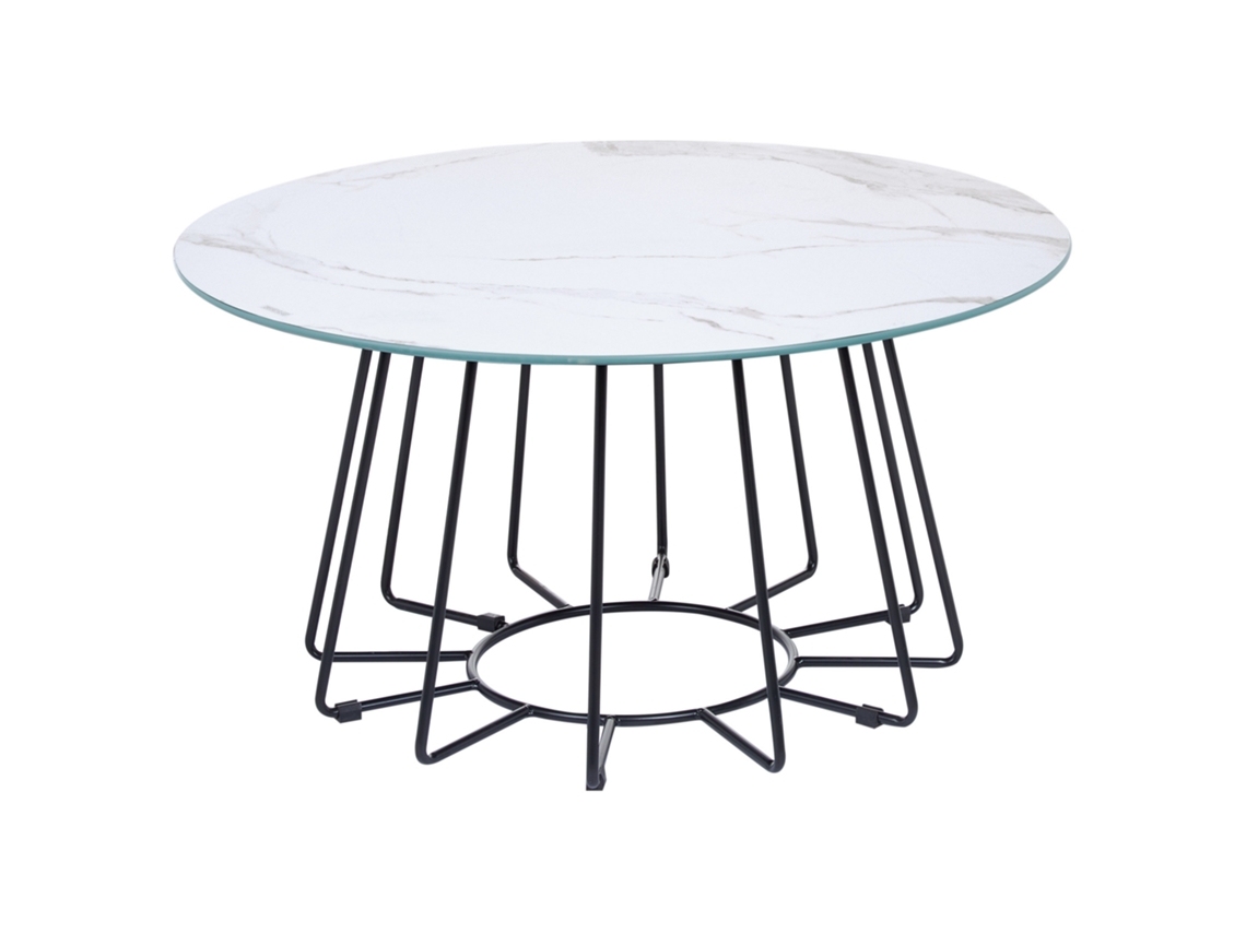 Mesa de diseño glamuroso BELIANI Bernie de Vidrio templado Blanco 80x80x40