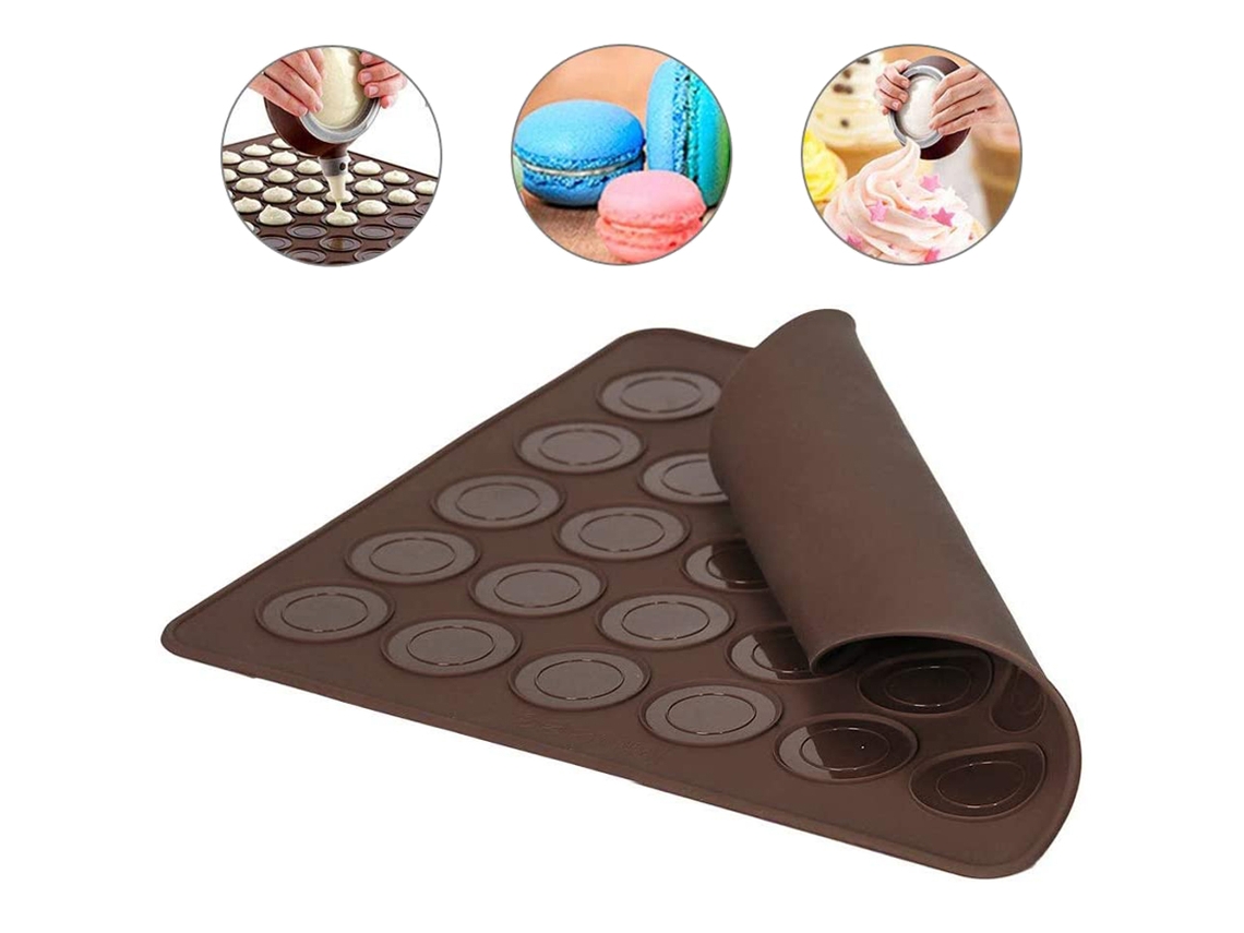 Alfombra pequeña de macarón JEIIBRZUI con 30 cavidades color chocolate