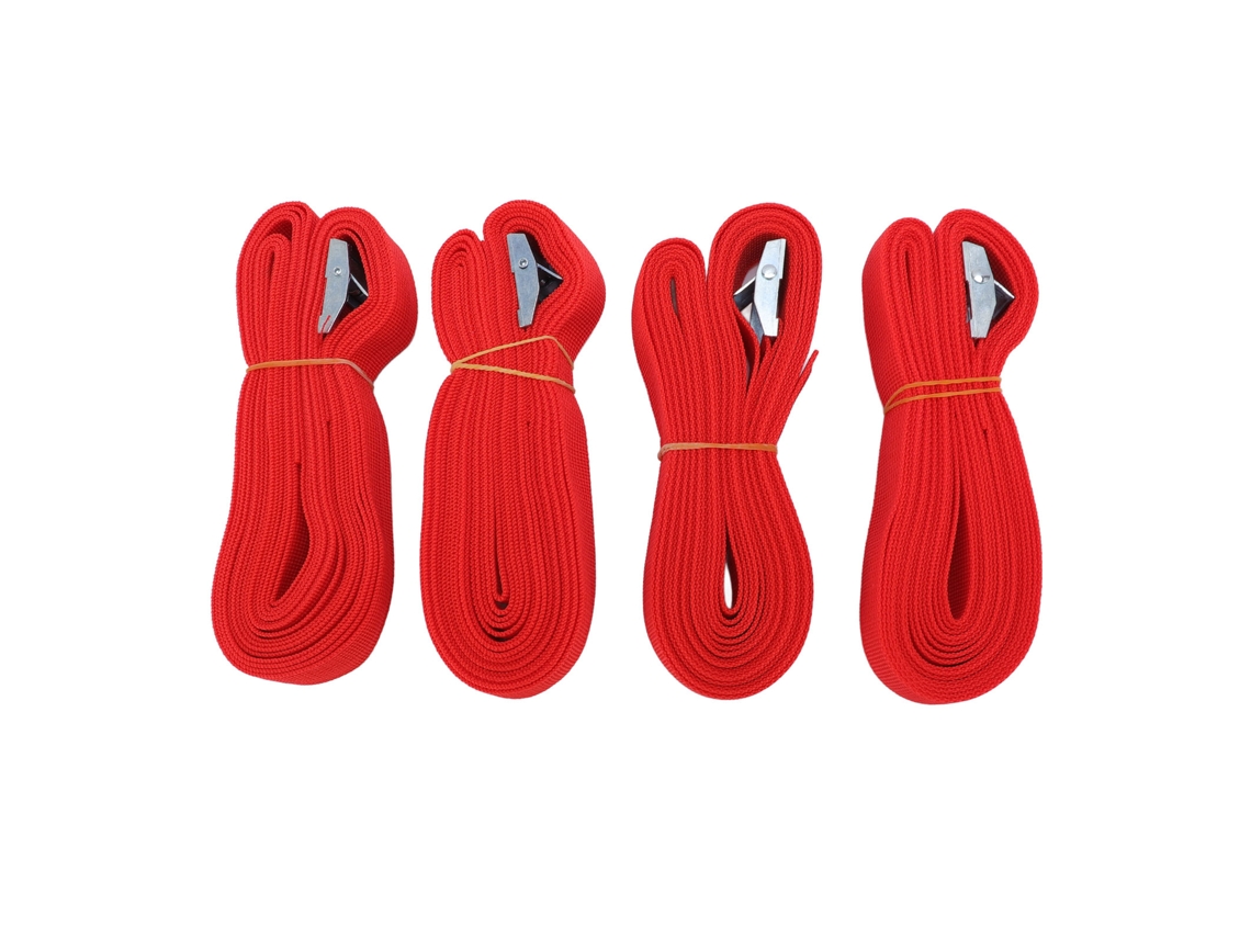 4 correas ajustables y portátiles de alta resistencia para equipaje, ideales para viajes y acampadas - Rojas