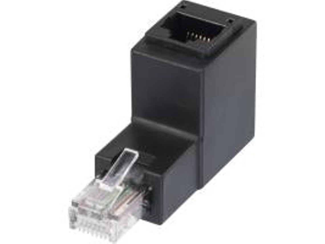 Adaptador de red RJ45 Cat 5e 90° en ángulo hacia arriba 1x conector RJ45 1x conector RJ45 0,00 m negro Renkfo Renkforce