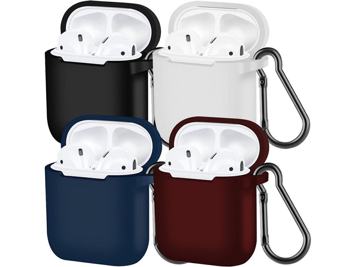 Estuche Para Airpods De 1.ª Y 2.ª Generación (paquete De 4 Unidades: Negro, Blanco, Azul Marino Y Vino)