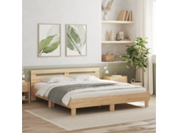 Estructura De Cama Cabecero Y Luces Led Roble Sonoma 200x200 Cm