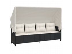 Tumbona de mimbre negra con dosel y cojines MAISON EXCLUSIVE