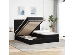 Estructura De Cama Otomana Colchones Terciopelo Negra 160x200cm