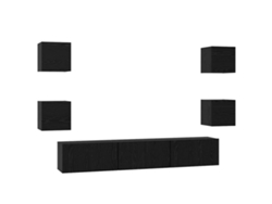 Maison Exclusive - Conjunto De Mueble De Tv 7 Pcs Roble Negro Madera De Ingeniería