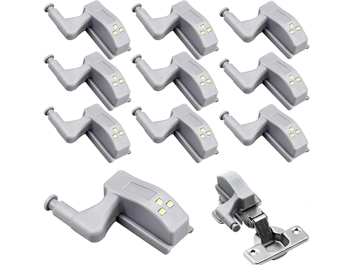 10 Lámparas Bisagra Luz Blanca Cálida 12v Batería 23a Universal Para Armarios Cocina Hogar Muebles Gabinetes