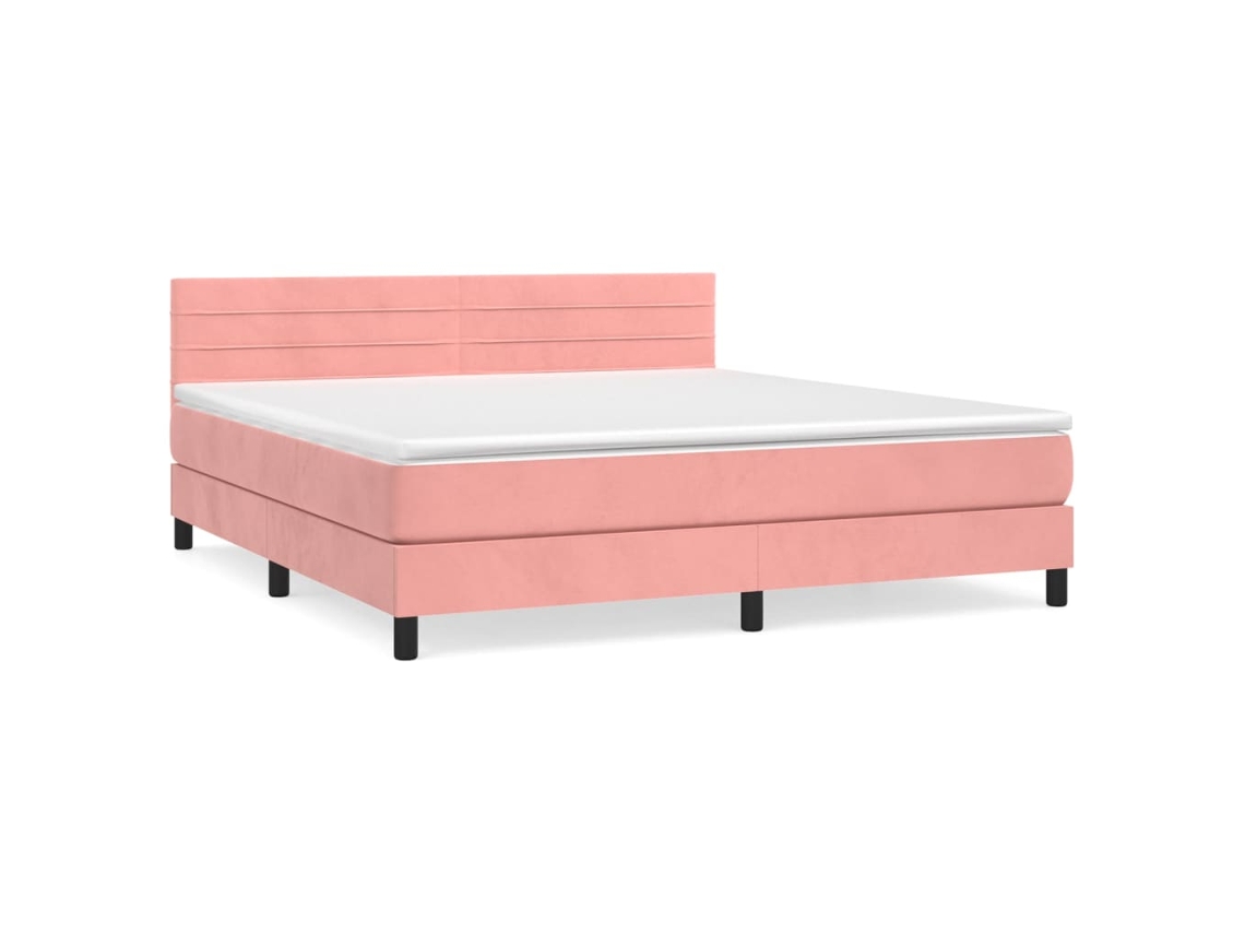 Maison Exclusive - Cama Box Spring Con Colchón Terciopelo Rosa 180x200 Cm