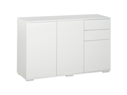 Aparador Blanco Con 2 Cajones Y 3 Puertas, Multiusos, 117x36x74cm