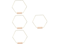 Juego De 4, Té, Metal, Decoración, Juego De 4 Piezas Decorativas Hexagonales De Metal Con Base De Escultura Para Pe