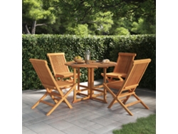 Juego de comedor plegable para exterior de 5 piezas de madera maciza de teca, DKD, decoración del hogar