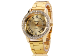 Reloj De Pulsera Casual De Moda Para Mujer Con Movimiento De Cuarzo Y Diamantes De Imitación Dorados.