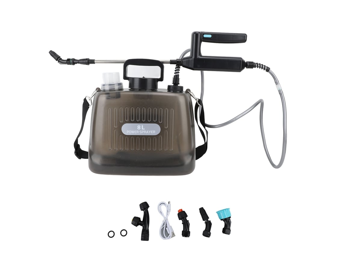 Pulverizador eléctrico a batería de 2.1 galones, batería de 2000 mAh, pulverizador de jardín portátil recargable por USB, gris