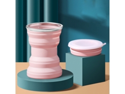 Taza Plegable De Silicona Portátil Ahorra Espacio Con Tapa Para Viajes Exteriores 320ml Rosa Sakura